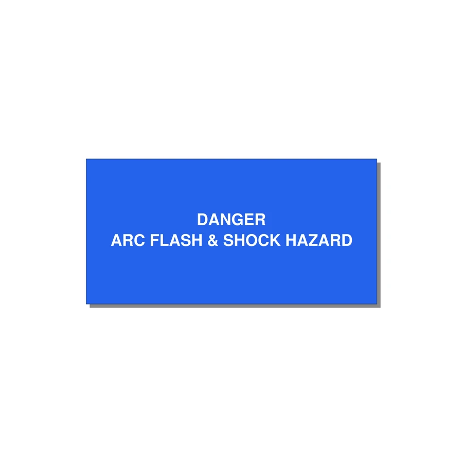 4.0x2.0" Arc Flash Safety Label - DANGER ARC FLASH & SHOCK — 4x2" White on Blue, Adhesive
