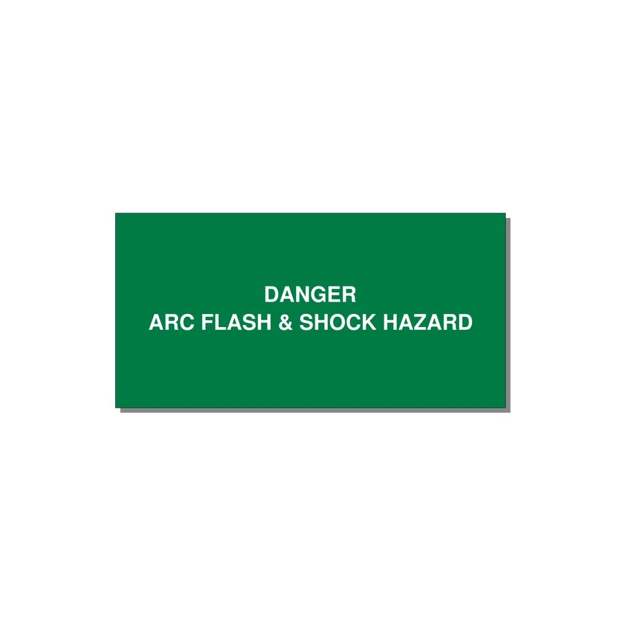 4.0x2.0" Arc Flash Safety Label - DANGER ARC FLASH & SHOCK — 4x2" White on Green, Adhesive