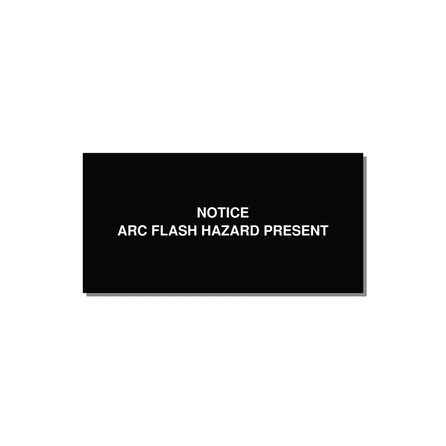 4.0x2.0" Arc Flash Safety Label - NOTICE ARC FLASH HAZARD P — 4x2" White on Black, Adhesive