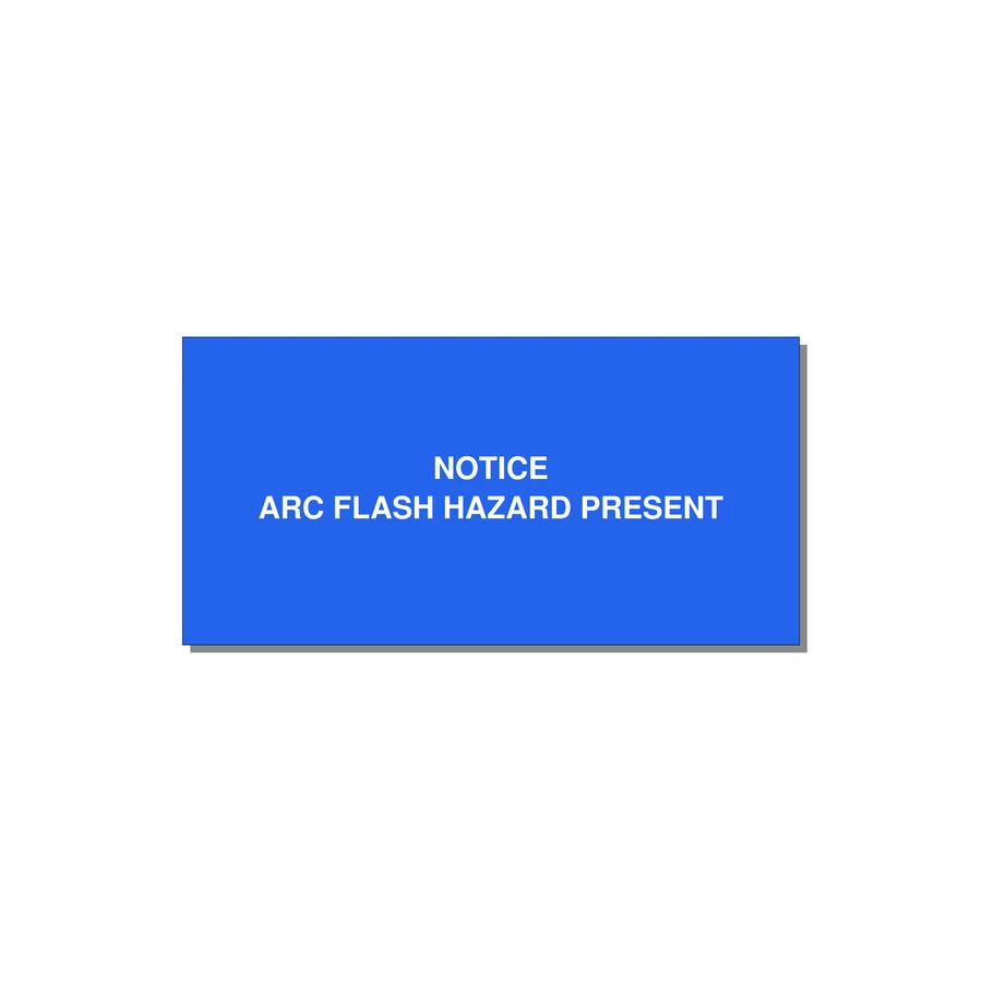 4.0x2.0" Arc Flash Safety Label - NOTICE ARC FLASH HAZARD P — 4x2" White on Blue, Adhesive
