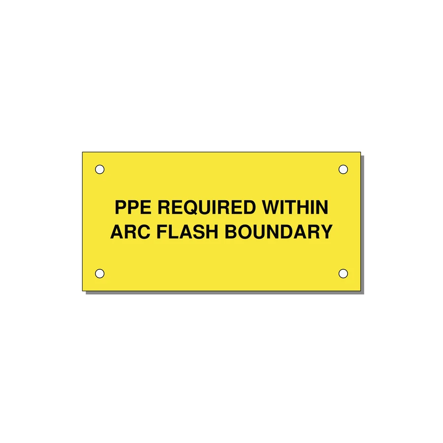 4.0x2.0" Arc Flash Safety Label - PPE REQUI — 4x2" Black on Yellow, Holes