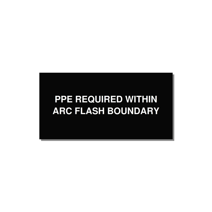 4.0x2.0" Arc Flash Safety Label - PPE REQUI — 4x2" White on Black, Adhesive