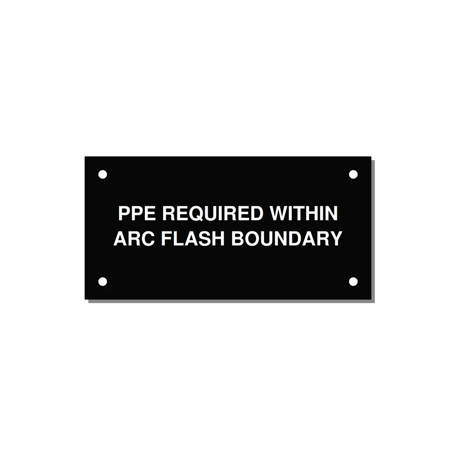 4.0x2.0" Arc Flash Safety Label - PPE REQUI — 4x2" White on Black, Holes