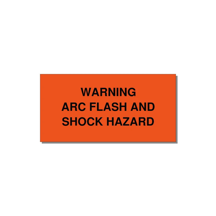 4.0x2.0" Arc Flash Safety Label - WARNING ARC FLASH AND SHO — 4x2" Black on Orange, Adhesive