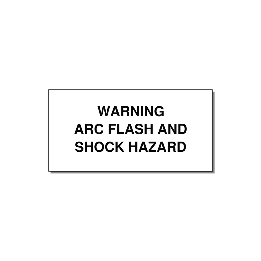 4.0x2.0" Arc Flash Safety Label - WARNING ARC FLASH AND SHO — 4x2" Black on White, Adhesive