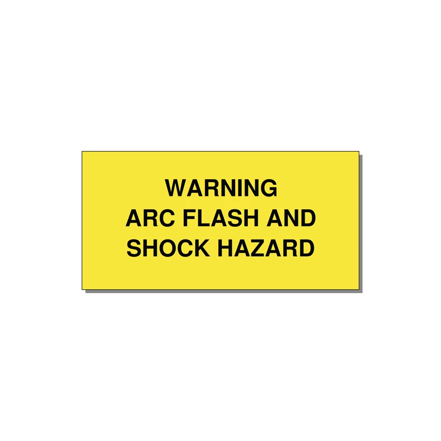 4.0x2.0" Arc Flash Safety Label - WARNING ARC FLASH AND SHO — 4x2" Black on Yellow, Adhesive