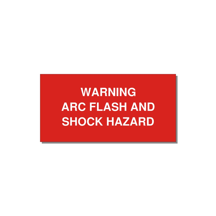 4.0x2.0" Arc Flash Safety Label - WARNING ARC FLASH AND SHO — 4x2" White on Red, Adhesive