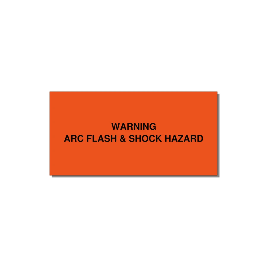 4.0x2.0" Arc Flash Safety Label - WARNING ARC FLASH & SHOCK — 4x2" Black on Orange, Adhesive