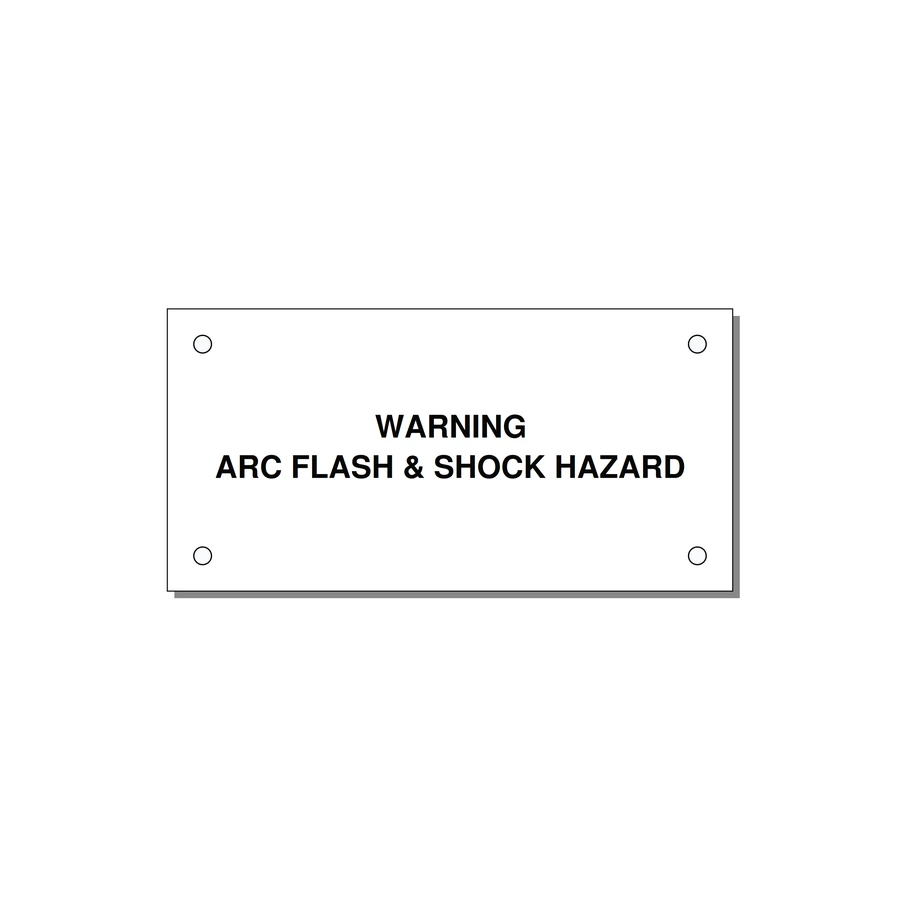 4.0x2.0" Arc Flash Safety Label - WARNING ARC FLASH & SHOCK — 4x2" Black on White, Holes