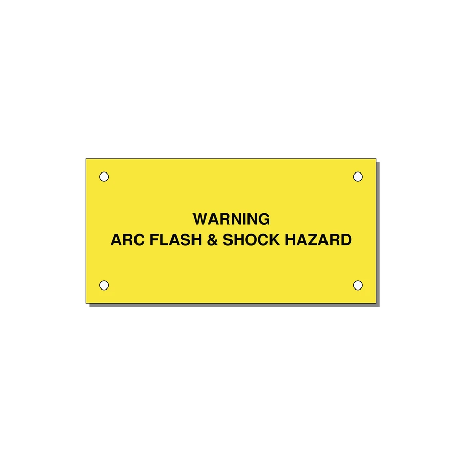 4.0x2.0" Arc Flash Safety Label - WARNING ARC FLASH & SHOCK — 4x2" Black on Yellow, Holes