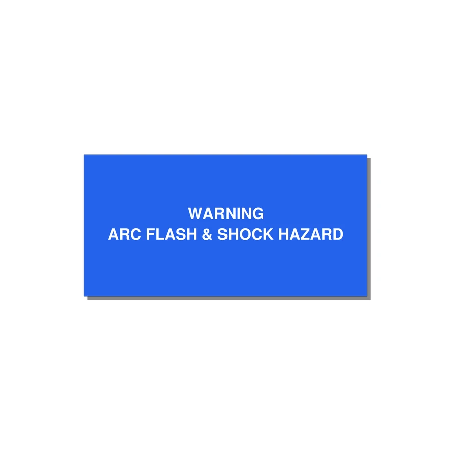 4.0x2.0" Arc Flash Safety Label - WARNING ARC FLASH & SHOCK — 4x2" White on Blue, Adhesive