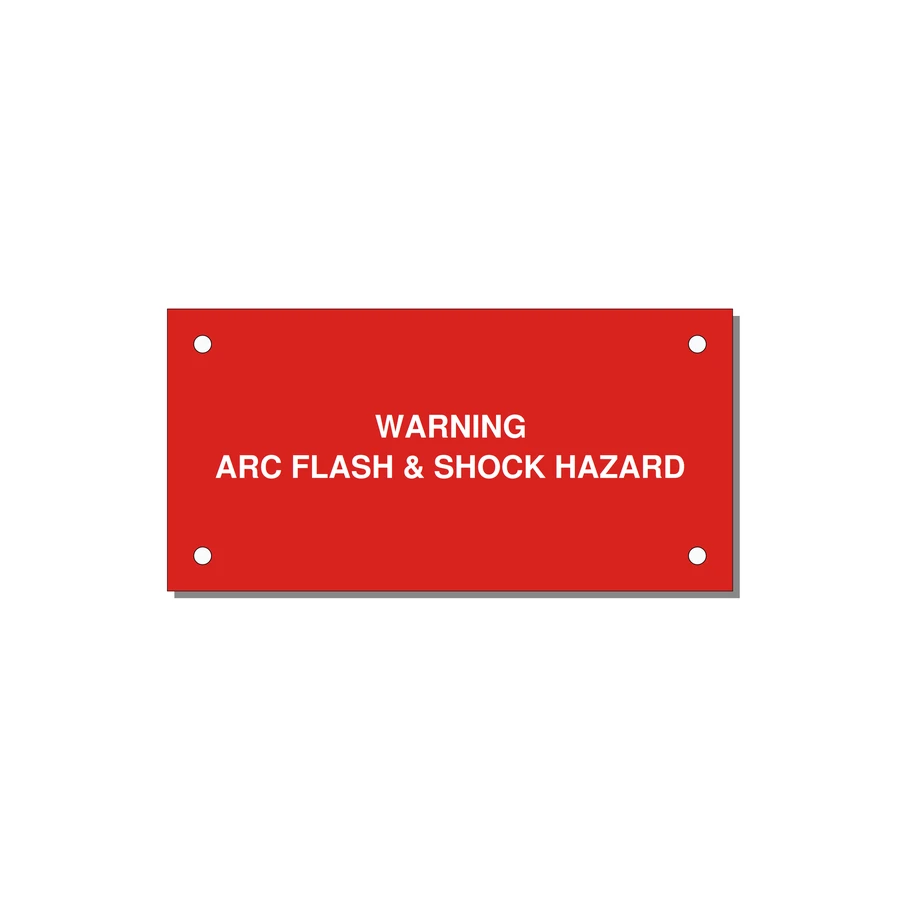4.0x2.0" Arc Flash Safety Label - WARNING ARC FLASH & SHOCK — 4x2" White on Red, Holes