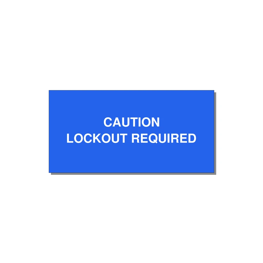 4.0x2.0" Caution Safety Label - CAUTION LOCKOUT REQUIRED — 4x2" White on Blue, Adhesive