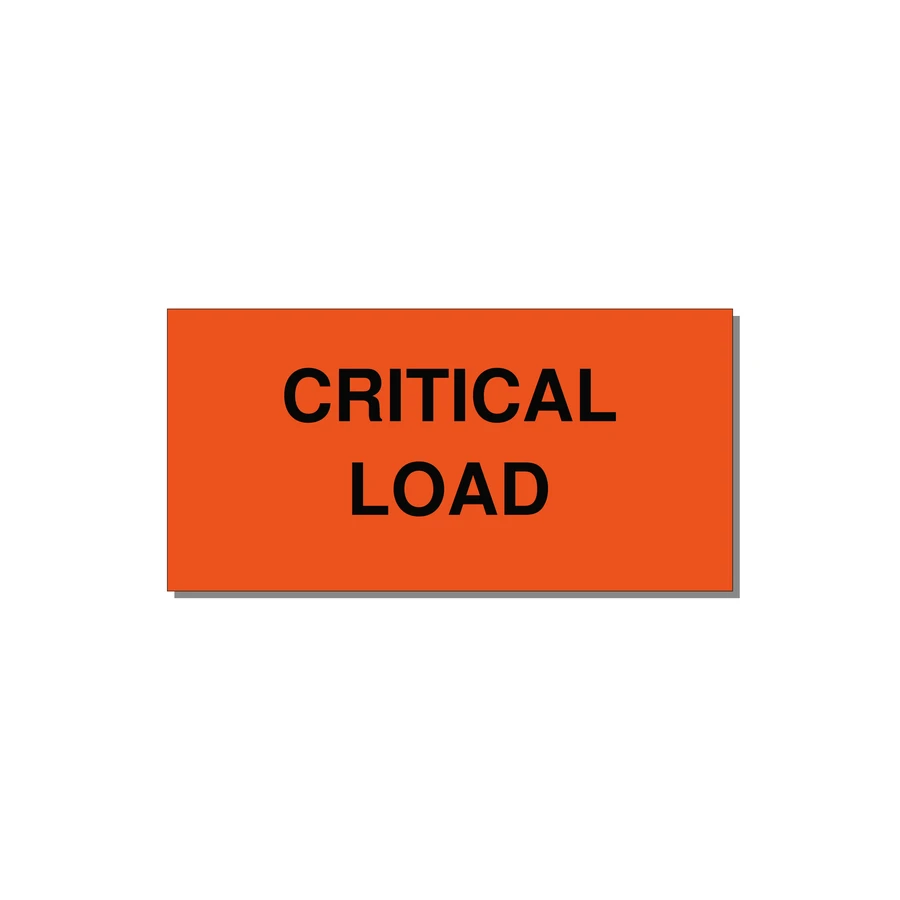 4.0x2.0" Critical Equipment Label - CRITICAL LOAD — 4x2" Black on Orange, Adhesive