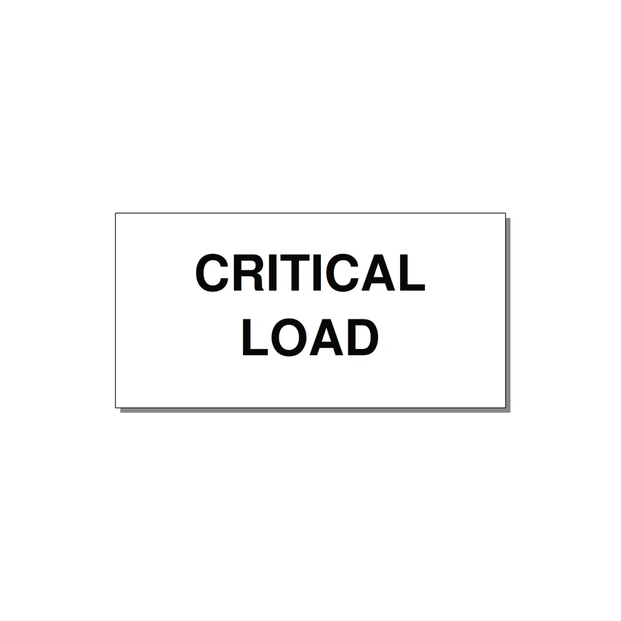 4.0x2.0" Critical Equipment Label - CRITICAL LOAD — 4x2" Black on White, Adhesive