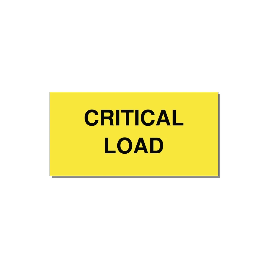 4.0x2.0" Critical Equipment Label - CRITICAL LOAD — 4x2" Black on Yellow, Adhesive