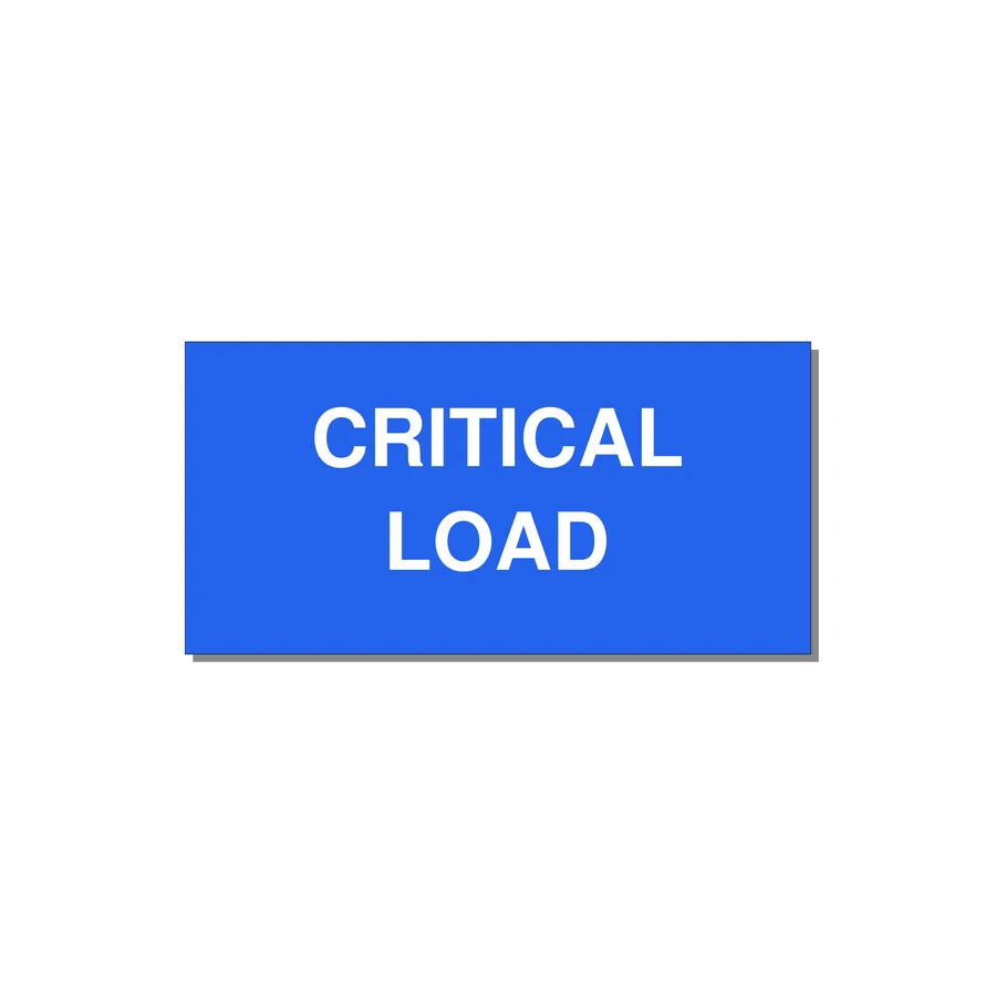 4.0x2.0" Critical Equipment Label - CRITICAL LOAD — 4x2" White on Blue, Adhesive