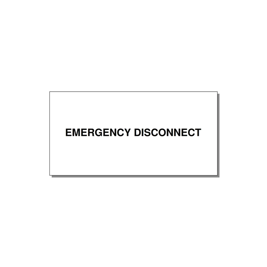 4.0x2.0" Disconnect Switch Label - EMERGENCY DISCONNECT — 4x2" Black on White, Adhesive