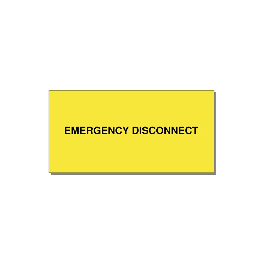 4.0x2.0" Disconnect Switch Label - EMERGENCY DISCONNECT — 4x2" Black on Yellow, Adhesive