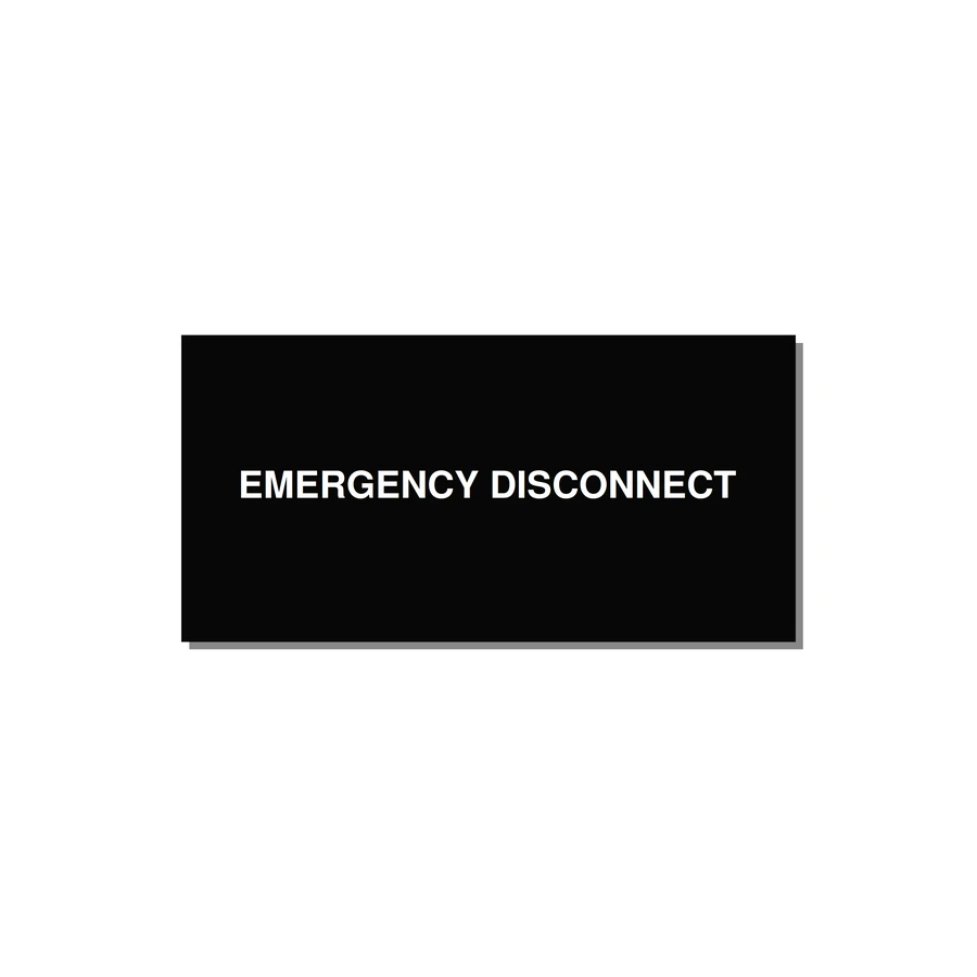 4.0x2.0" Disconnect Switch Label - EMERGENCY DISCONNECT — 4x2" White on Black, Adhesive