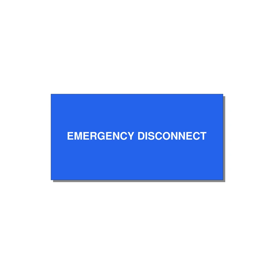 4.0x2.0" Disconnect Switch Label - EMERGENCY DISCONNECT — 4x2" White on Blue, Adhesive