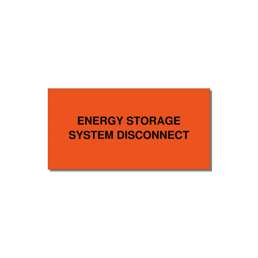 4.0x2.0" Disconnect Switch Label - ENERGY STORAGE SYSTEM DIS — 4x2" Black on Orange, Adhesive