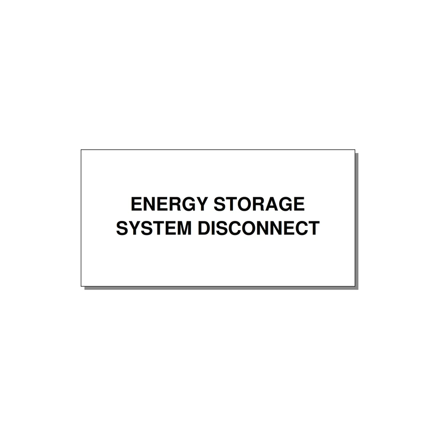 4.0x2.0" Disconnect Switch Label - ENERGY STORAGE SYSTEM DIS — 4x2" Black on White, Adhesive