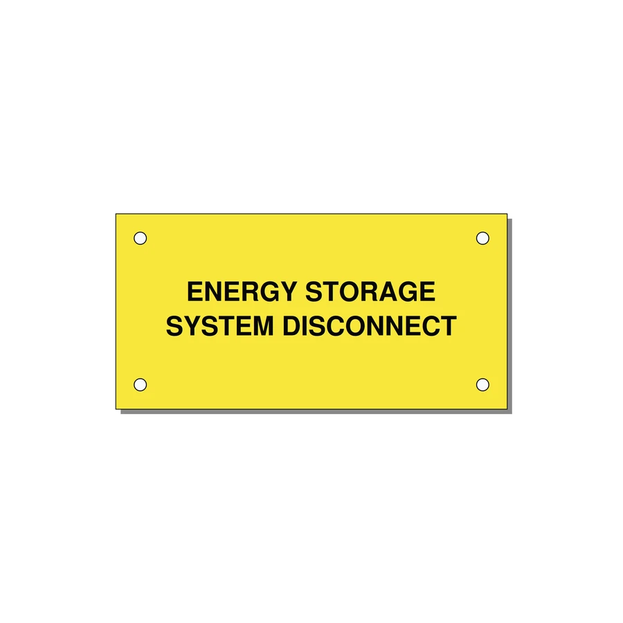 4.0x2.0" Disconnect Switch Label - ENERGY STORAGE SYSTEM DIS — 4x2" Black on Yellow, Holes
