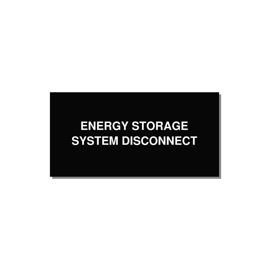 4.0x2.0" Disconnect Switch Label - ENERGY STORAGE SYSTEM DIS — 4x2" White on Black, Adhesive