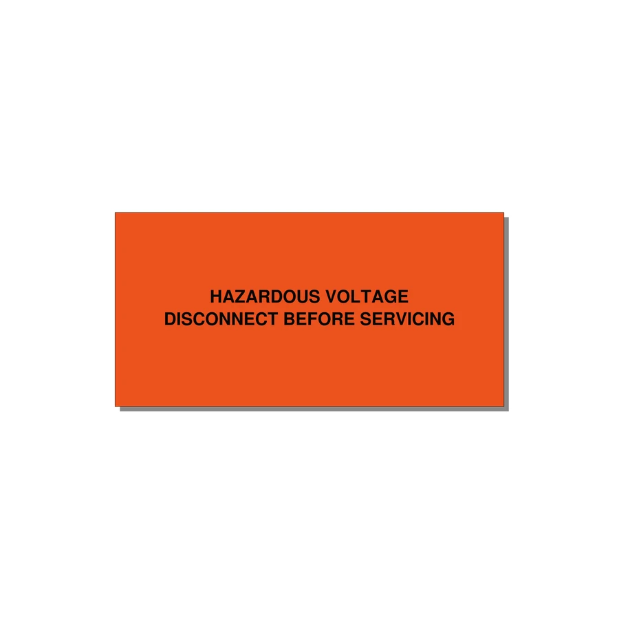4.0x2.0" Disconnect Switch Label - HAZARDOUS VOLTAGE DISCONN — 4x2" Black on Orange, Adhesive