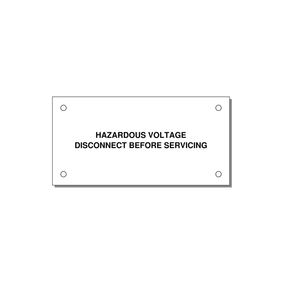 4.0x2.0" Disconnect Switch Label - HAZARDOUS VOLTAGE DISCONN — 4x2" Black on White, Holes