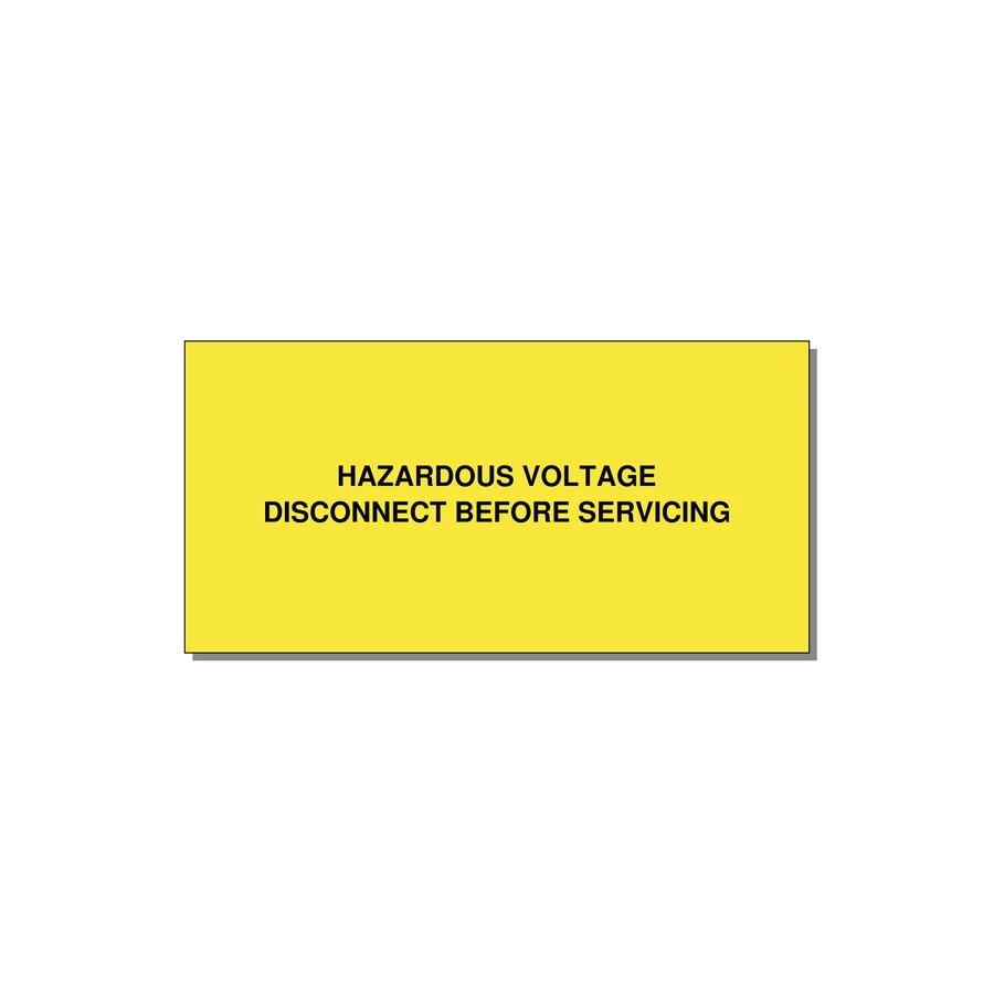 4.0x2.0" Disconnect Switch Label - HAZARDOUS VOLTAGE DISCONN — 4x2" Black on Yellow, Adhesive