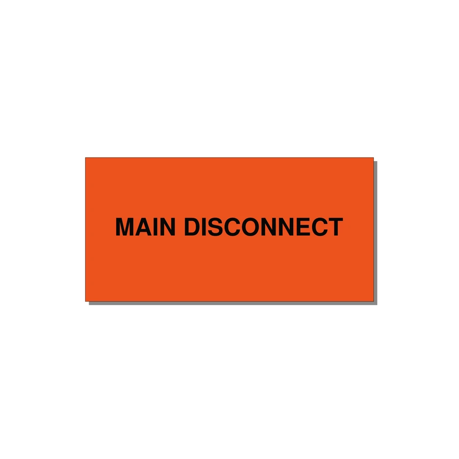 4.0x2.0" Disconnect Switch Label - MAIN DISCONNECT — 4x2" Black on Orange, Adhesive