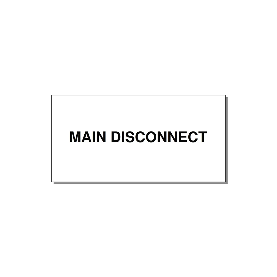 4.0x2.0" Disconnect Switch Label - MAIN DISCONNECT — 4x2" Black on White, Adhesive