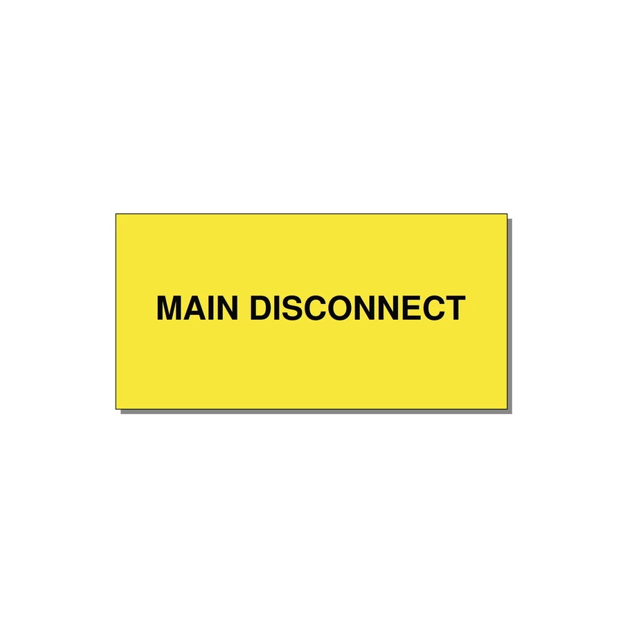 4.0x2.0" Disconnect Switch Label - MAIN DISCONNECT — 4x2" Black on Yellow, Adhesive