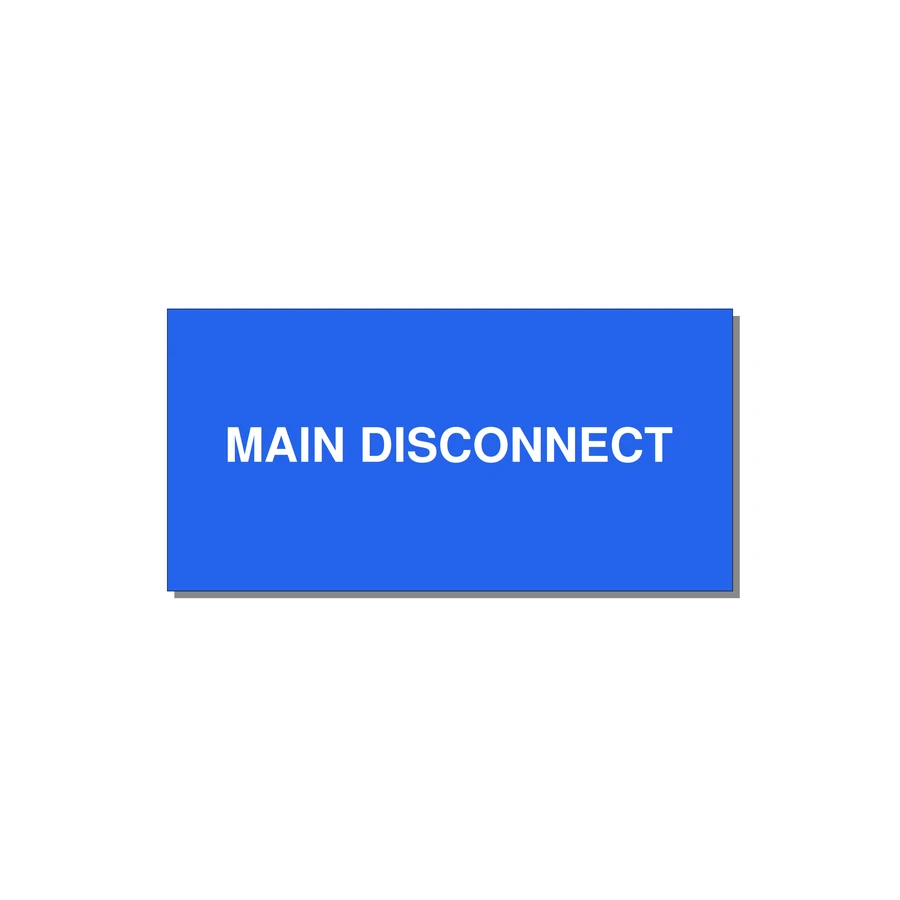4.0x2.0" Disconnect Switch Label - MAIN DISCONNECT — 4x2" White on Blue, Adhesive