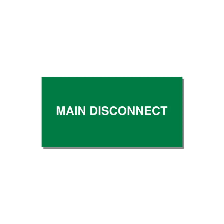 4.0x2.0" Disconnect Switch Label - MAIN DISCONNECT — 4x2" White on Green, Adhesive