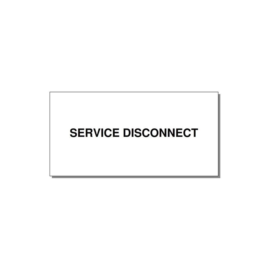 4.0x2.0" Disconnect Switch Label - SERVICE DISCONNECT — 4x2" Black on White, Adhesive