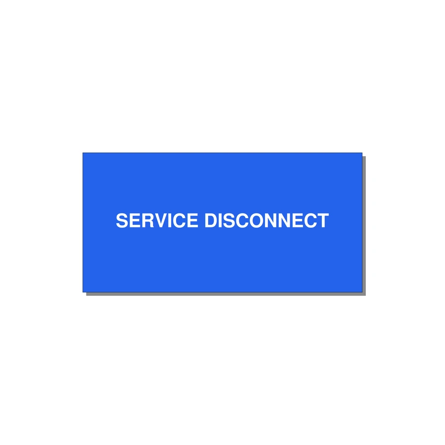 4.0x2.0" Disconnect Switch Label - SERVICE DISCONNECT — 4x2" White on Blue, Adhesive