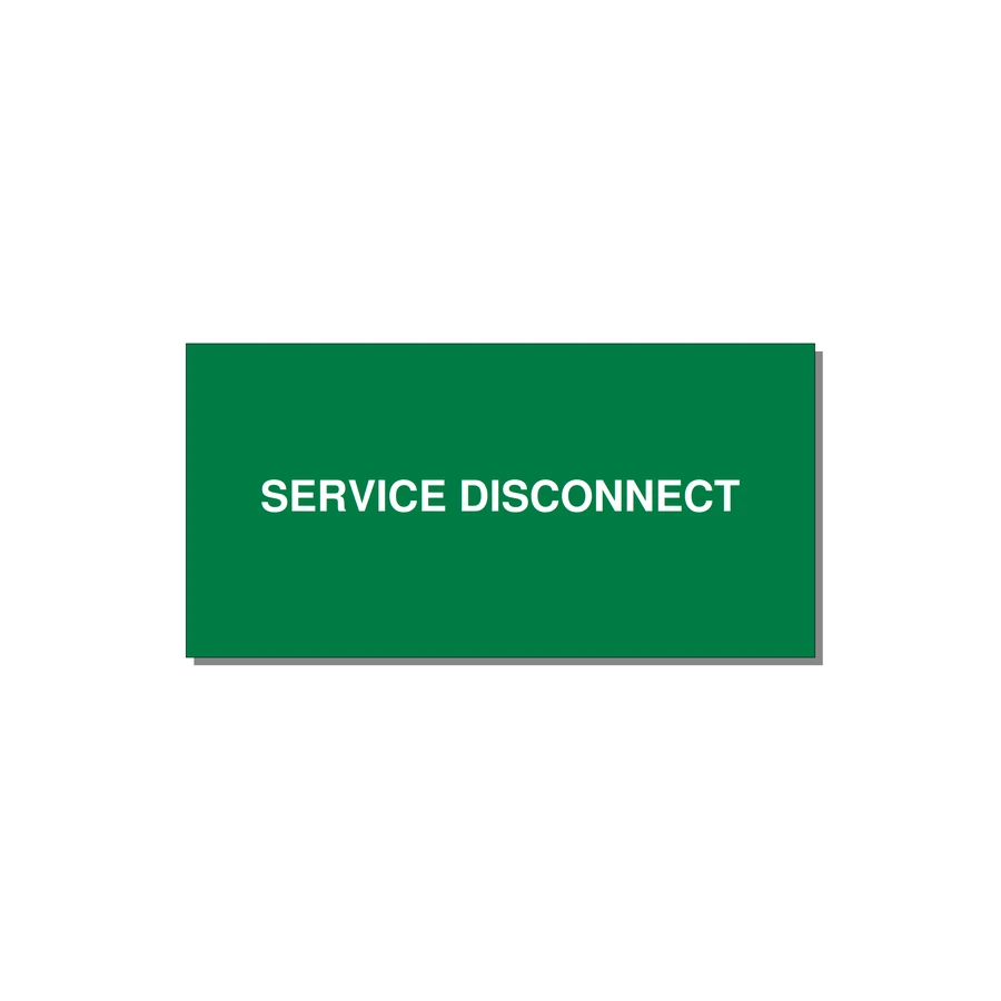 4.0x2.0" Disconnect Switch Label - SERVICE DISCONNECT — 4x2" White on Green, Adhesive