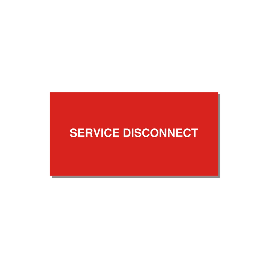 4.0x2.0" Disconnect Switch Label - SERVICE DISCONNECT — 4x2" White on Red, Adhesive