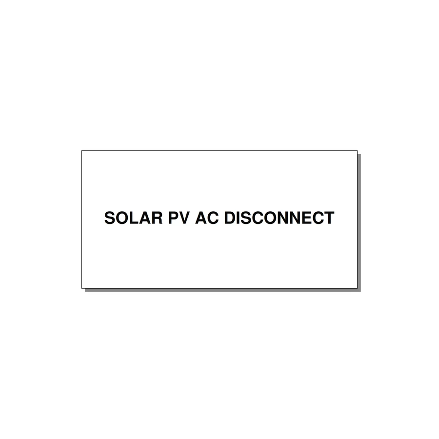 4.0x2.0" Disconnect Switch Label - SOLAR PV AC DISCONNECT — 4x2" Black on White, Adhesive