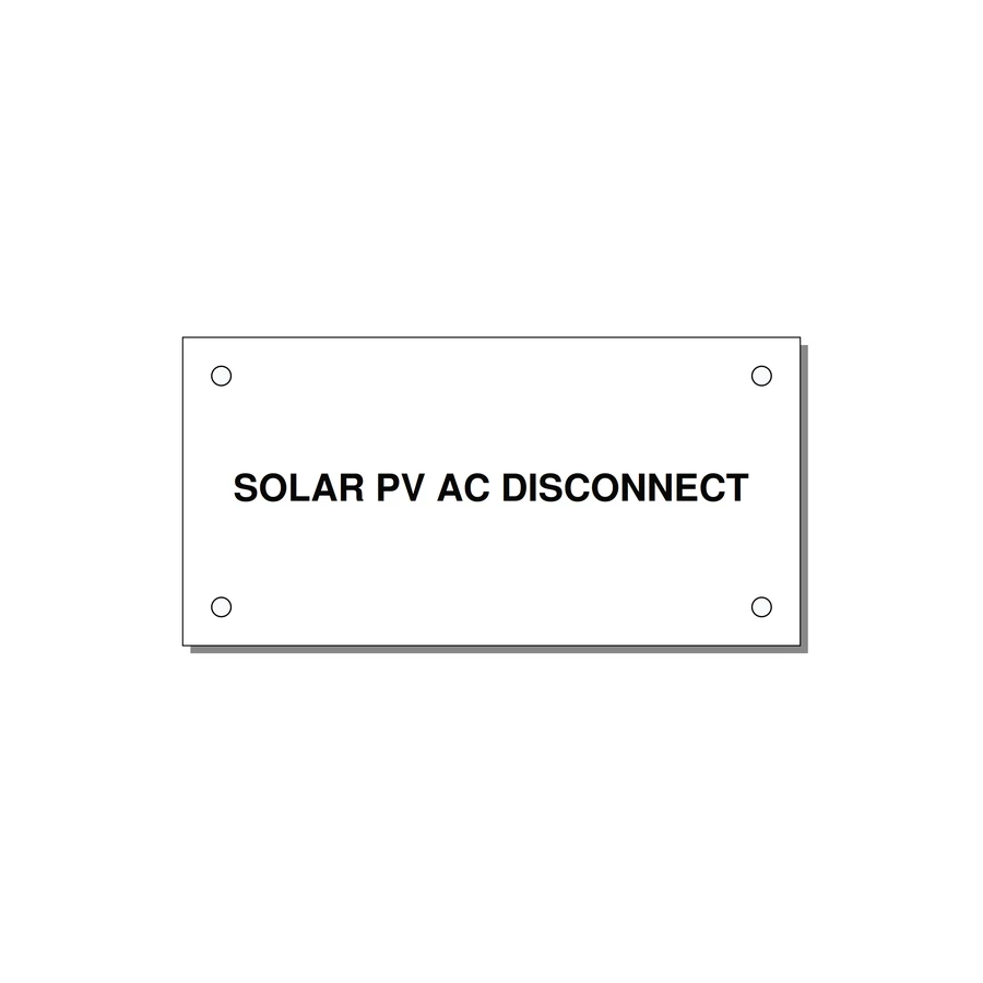 4.0x2.0" Disconnect Switch Label - SOLAR PV AC DISCONNECT — 4x2" Black on White, Holes