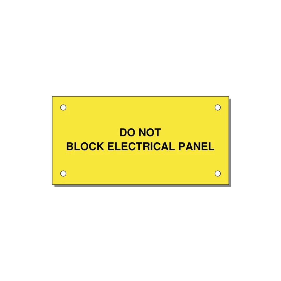 4.0x2.0" Electrical Safety Label - DO NOT BLOCK ELECTRICAL P — 4x2" Black on Yellow, Holes