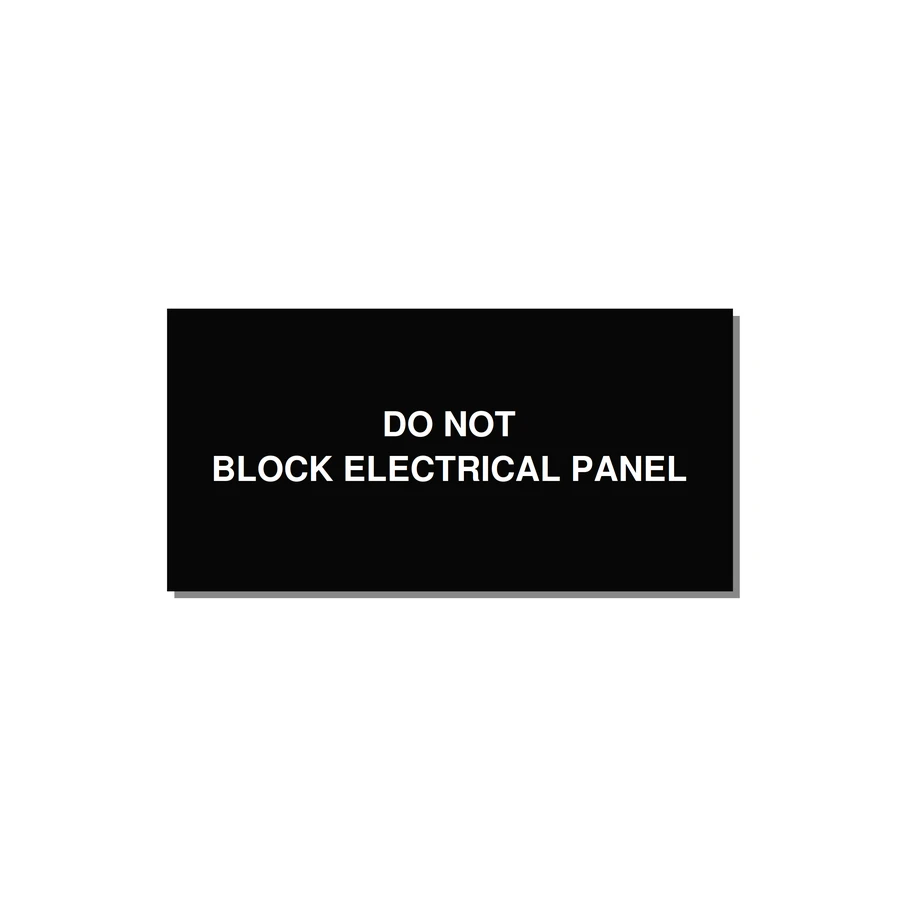 4.0x2.0" Electrical Safety Label - DO NOT BLOCK ELECTRICAL P — 4x2" White on Black, Adhesive