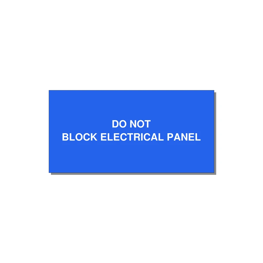 4.0x2.0" Electrical Safety Label - DO NOT BLOCK ELECTRICAL P — 4x2" White on Blue, Adhesive