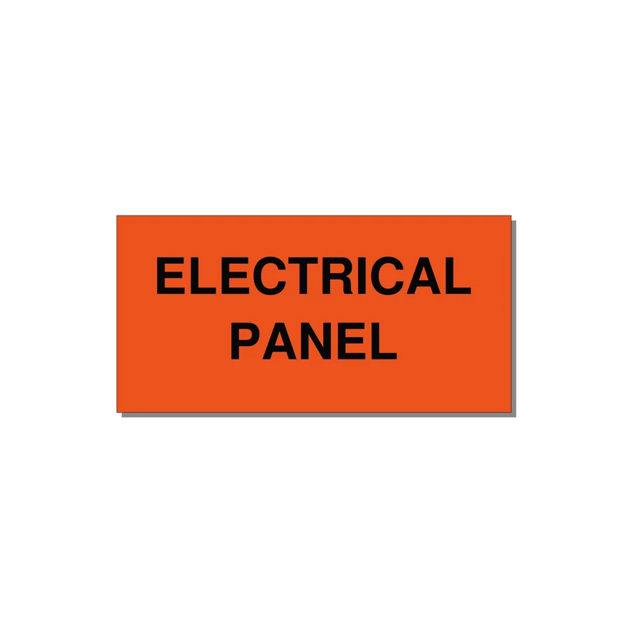 4.0x2.0" Electrical Safety Label - ELECTRICAL PANEL — 4x2" Black on Orange, Adhesive