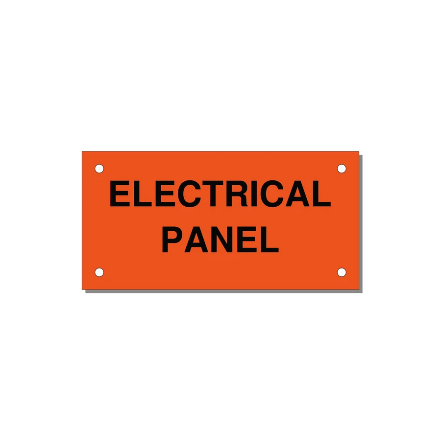 4.0x2.0" Electrical Safety Label - ELECTRICAL PANEL — 4x2" Black on Orange, Holes