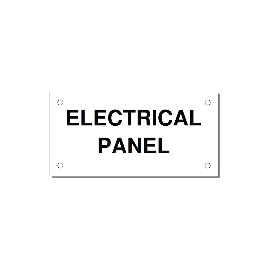 4.0x2.0" Electrical Safety Label - ELECTRICAL PANEL — 4x2" Black on White, Holes