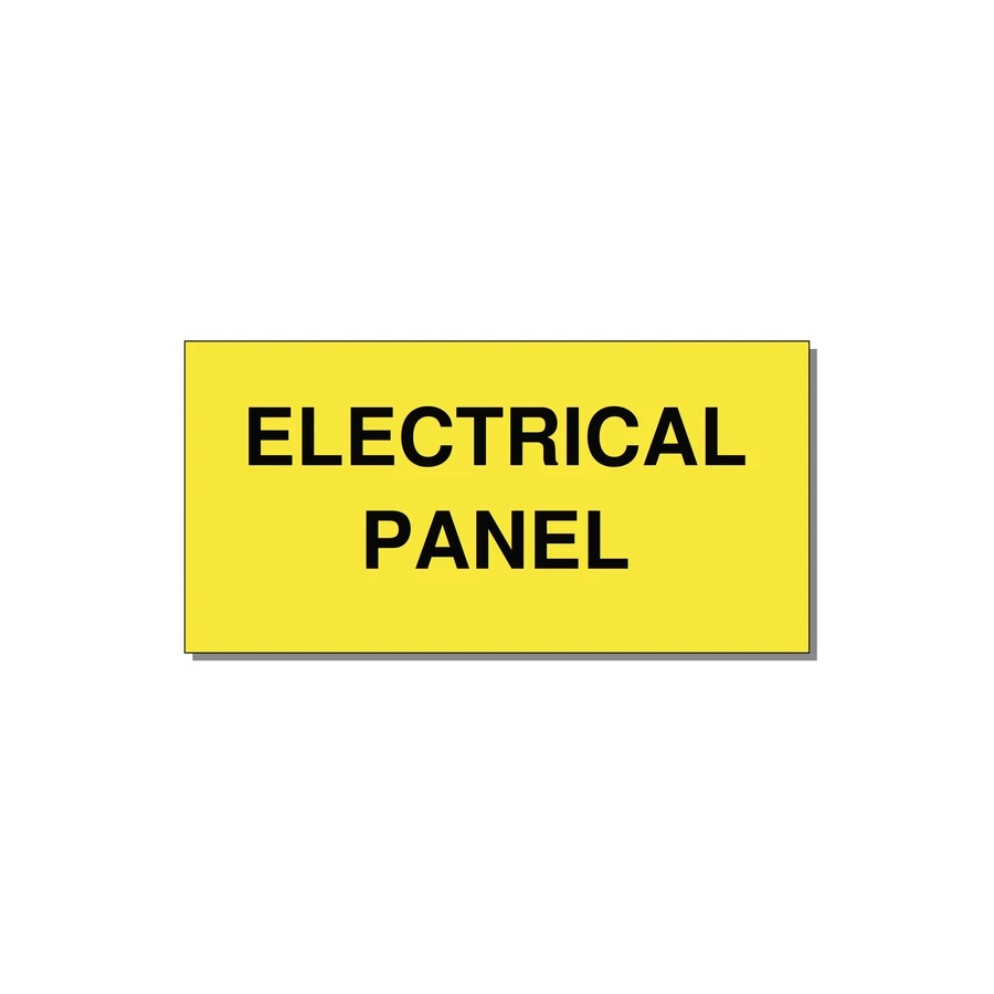 4.0x2.0" Electrical Safety Label - ELECTRICAL PANEL — 4x2" Black on Yellow, Adhesive